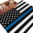 thumbnail image 2 of Blue White American Police Flag Area Rug 6x9 FT,Non Slip Living Room Throw Carpet,Honoring Law Enforcement Officers Washable Soft Large Floor Carpet Non-Shedding Rug for Bedroom Dining Room Play Room, 2 of 9