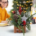 thumbnail image 5 of Honmine Artificial Mini Christmas Tree with Burlap Base, 11 Inches Tabletop Christmas Tree with Pine Cones and Red Berries, Christmas Tree with Poinsettia for Table Holiday Decoration, 5 of 6