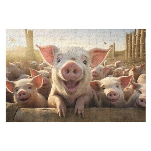 Puzzles for Adults 300 Pieces - Many Pigs That Are Standing Pen Funny Puzzle - Unique Brain Teaser, for Puzzle Enthusiasts