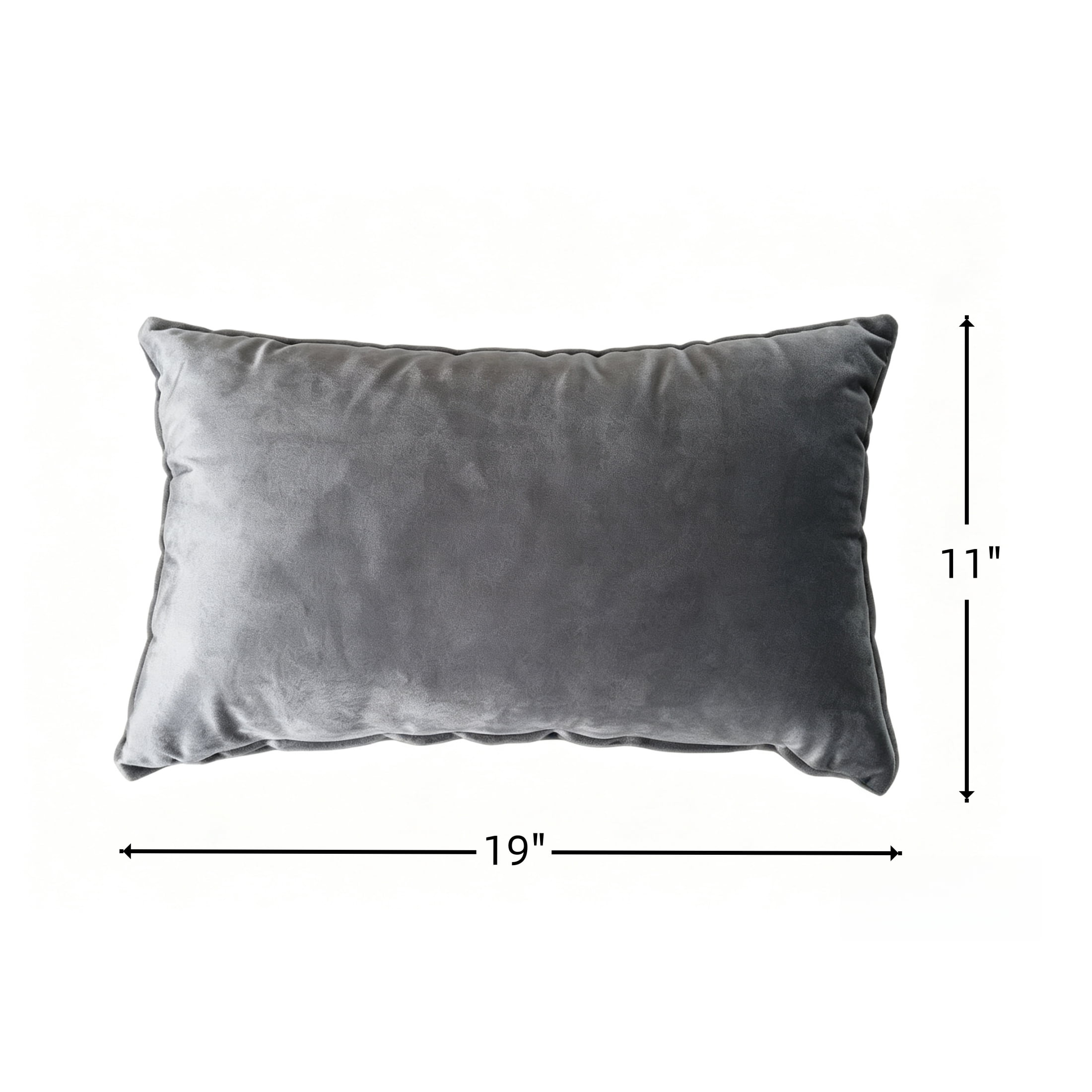 Vinform Throw Pillow Cusion for Couch 2 Pack, 19x11, Soft Velvet Square Decorative, Dark Gray, (Includes Pillow Core and Pillowcase)