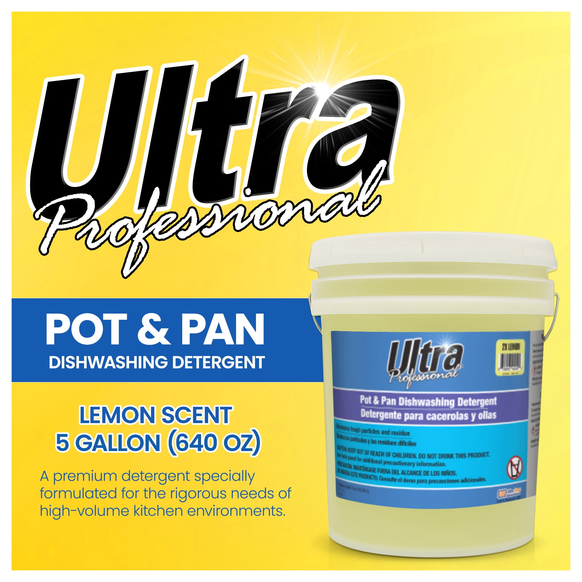 Ultra Professional™ 5 Gal Pot & Pan Dishwashing Detergent, Lemon Scent, Yellow