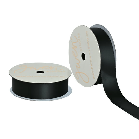 Gwen Studios 7/8" Black Satin Ribbon, 7 Yards