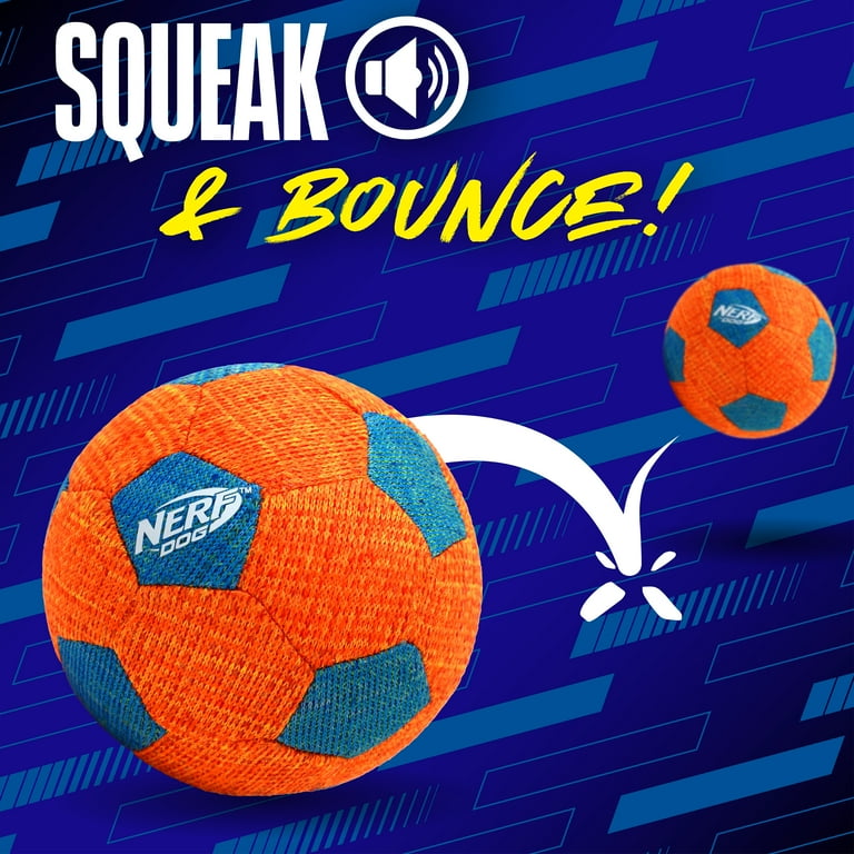 Nerf Dog X-Weave Squeak Soccer Ball for Large Dogs, Durable