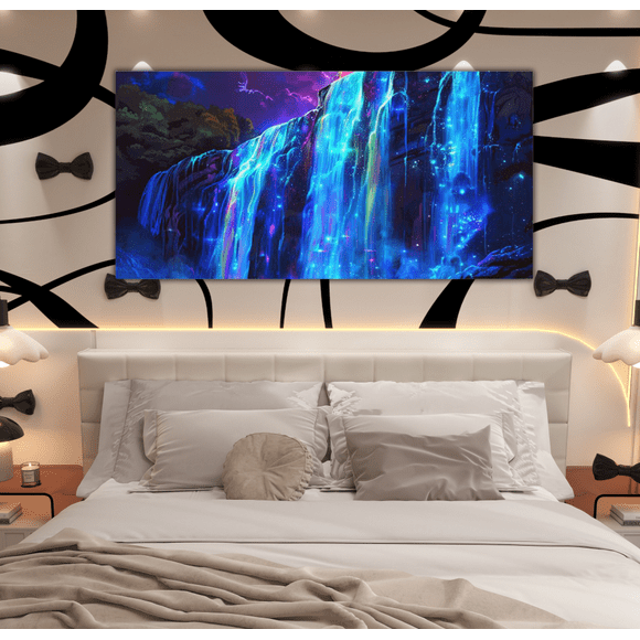 Erosebridal Natural Waterfall Paintings Wall Decor Bedroom, Nature Theme 0, Neon Light Wall Decorations for Living Room 58x29, Luxurious Living Room Decor