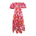 thumbnail image 5 of TSADFHJI Jupes pour Femmes Longues Été Robe Chic à Volants Manches Bouffantes pour L'Été L Rouge Melon D\'eau, 5 of 5