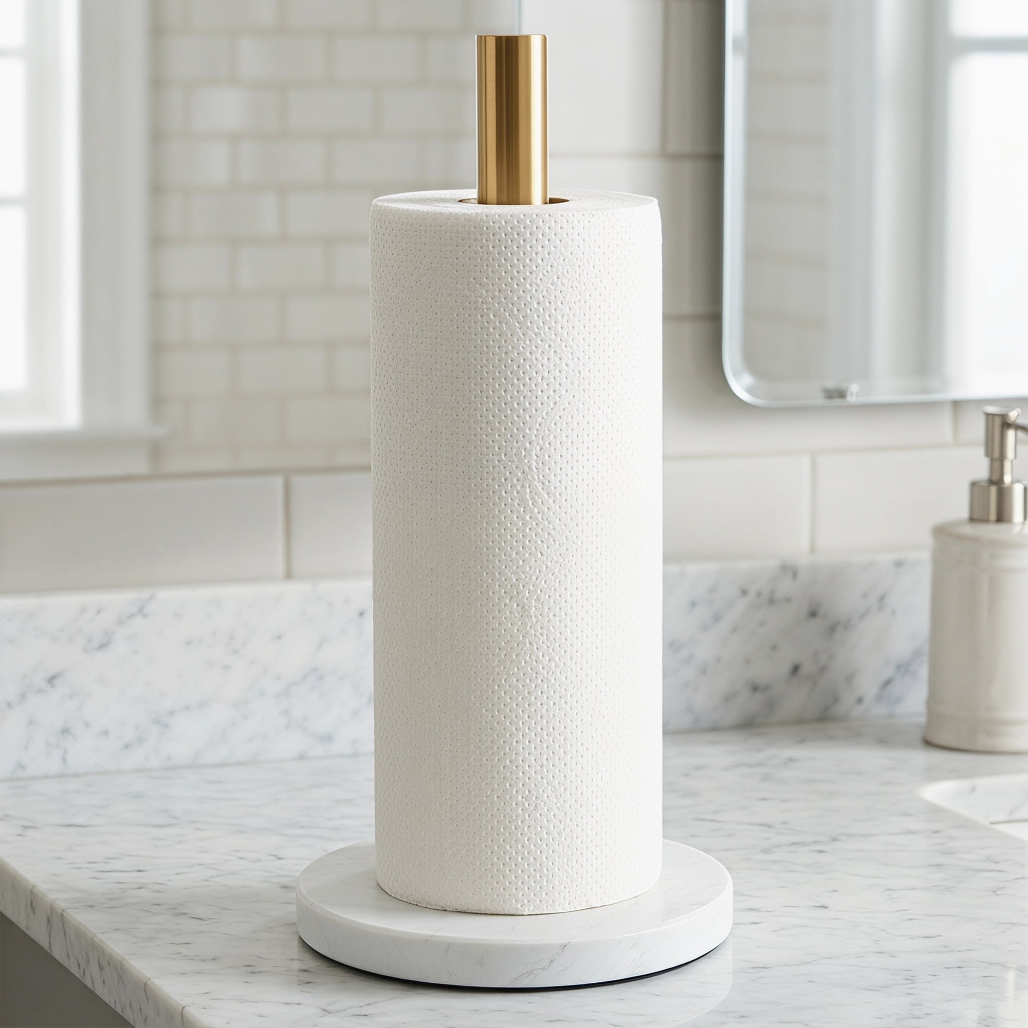 Unique Bargains Non Slip Base Paper Towel Holder Gold C 12.2x6.1inch