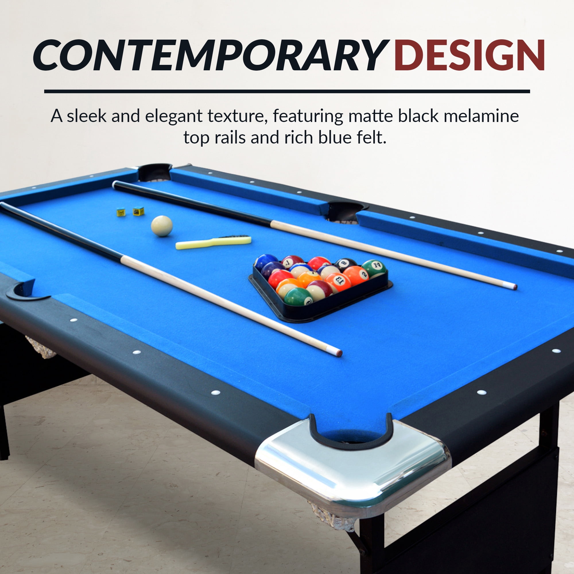 Hathaway Fairmont Portable, Folding 6 ft. Pool Table, Blue Felt, 43.25 in. W