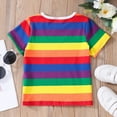 thumbnail image 7 of EnJoCho Kids Printed Shirts Kids Toddler Baby Boy Girls Multicolor Stripe Print Short Sleeve T Shirt Tops Clothes Kids Trendy Tops Casual Sport Shirts 6-7 Years, 7 of 7
