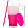 thumbnail image 2 of Vasos reutilizables con tapa y pajita - Paquete de 5 vasos acrílicos delgados de 16 oz para café frío, sin BPA | Vasos de plástico mate que cambian de color para niños y adultos, 2 of 5