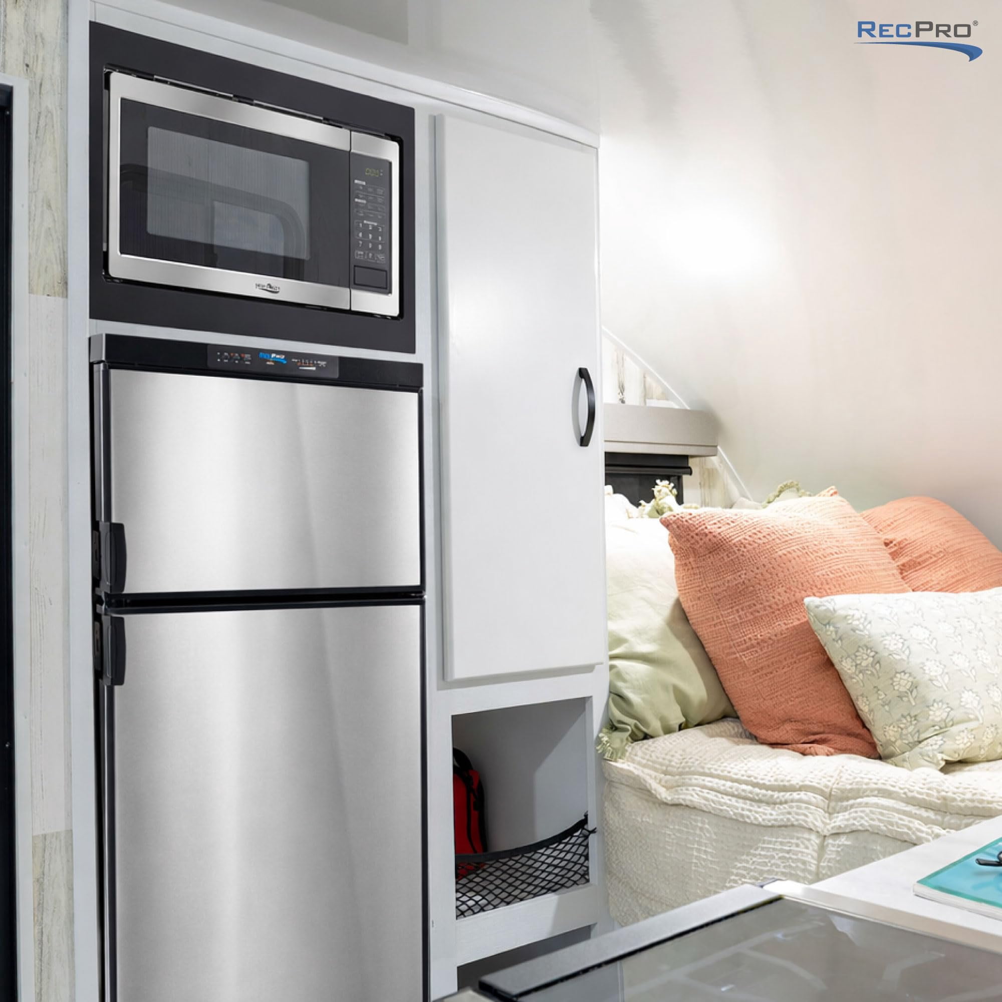 RecPro RV Refrigerator 6.3 Cubic Feet Gas and Electric | 110V / 12V / Propane Gas | Stainless Finish