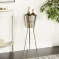 thumbnail image 2 of DecMode Round Aluminum Metal Tall Floor Champagne 3 Bottle Gray Ice Bucket, 2 of 9
