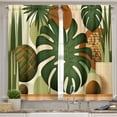 thumbnail image 3 of Ambesonne Mid Century Valance & Curtain 3 Pcs Set, Art of Monstera Leaves, 55"x45", Reseda Green Pale Caramel, 3 of 7