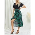 thumbnail image 2 of GXFC Womens High Low Dress Short Sleeve V Neck Floral High Waisted Dresses Summer Elegant Slim Fit T Shirt Dresses Daily Cocktail Party Midi Dress for Women, 2 of 9