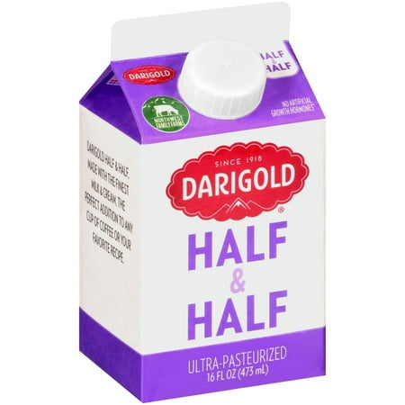 Darigold Half and Half Dairy Cream, 1 Pint, 16 fl oz Carton, Refrigerated