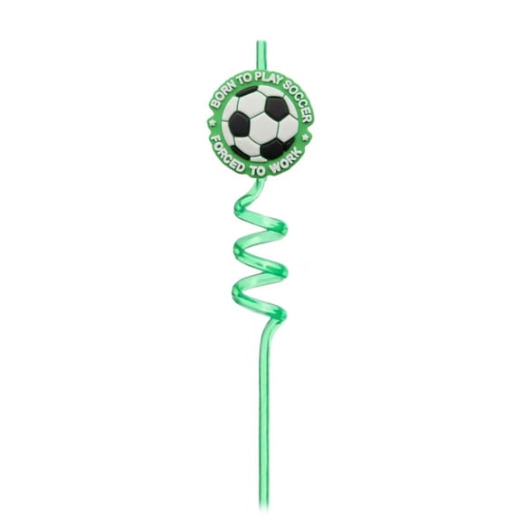 Soccer Themed Spiral Drinking Straws, 10-Pack Reusable Sports Style Decorative Straws for Game Day Parties and Athletic Event Celebrations Drinking Straws #B4 B_082