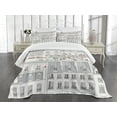 thumbnail image 3 of Ambesonne Cityscape Quilted Bedspread Set 3 Pcs, Paris Aerial Scenery, Queen Size, Pale Grey Orange White, 3 of 5