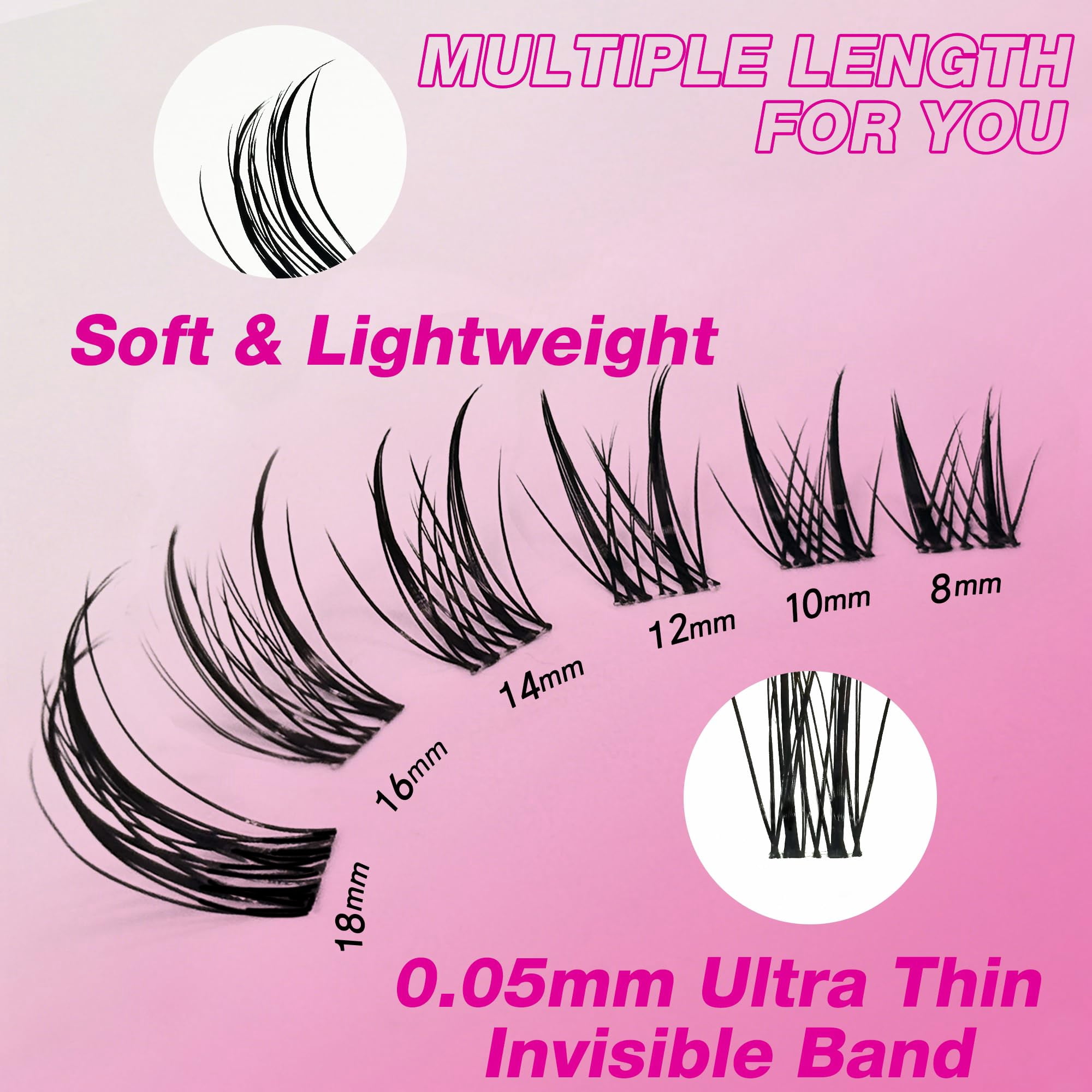 VEYESBEAUTY Sylph Wispy Lash Clusters – Flirty Layered Volume Lashes with Invisible Band, Lightweight & Reusable Lash Kit