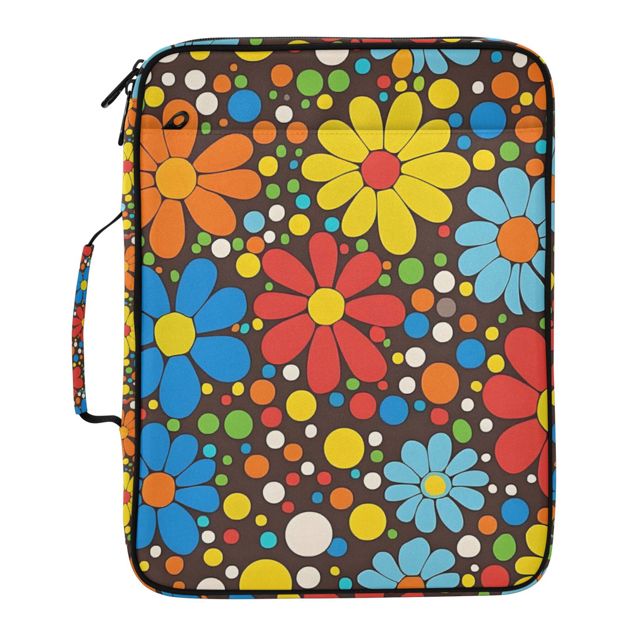 FORMRS Accordion File Folder A4 Size 7-Pocket Expanding Document Organizer Bag with 3 Ring Binder, Cartoon Flowers