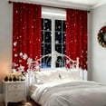thumbnail image 1 of ERK Décorations de Noël Rideaux Imprimés de Vacances 2 Pcs Rideaux Imprimés Rouges Plats avec Flocon de Neige et Motifs Adaptés pour Chambre à Coucher Salon, 1 of 5