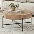 thumbnail image 2 of Kojooin Round Coffee Table with 2 Drawers, Farmhouse Centre Table with Storage and Metal Frame for Living Room, 2 of 8