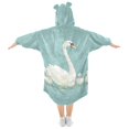 thumbnail image 2 of FORMRS Wearable Blanket Hoodie with Sleeves for Kids Cozy Flannel Sweatshirt, White Cartoon Swan, 2 of 7