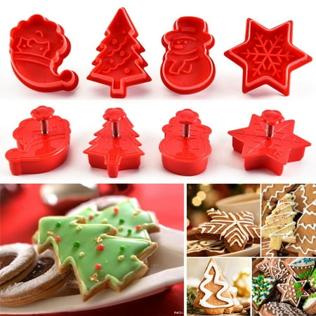 

Gwong 4Pcs Wear-resistant Cookie Mold Spring Design PP DIY Christmas Easy Demould Dessert Mould for Home