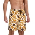 thumbnail image 2 of Kdxio Coffee Bun Hot Dog Print Mens Sleep Shorts Bottoms Soft Comfy Pajama Wear Pants with Drawstring Pockets, 2 of 7