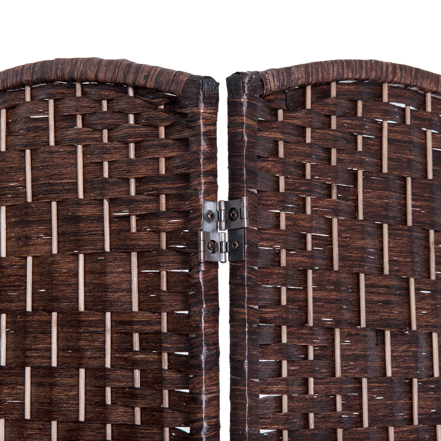 Folding Room Divider 4 Panel 6FT (70.9") Tall Privacy Screen Wicker Weave Freestanding Partition Wall for Bedroom Home Office Dorm, Brown
