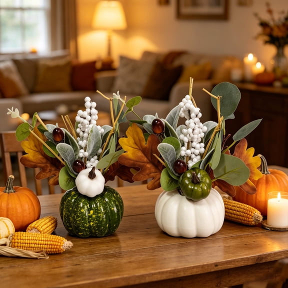 Halloween Sale Clearance!Fall Decorations for Home, Celebration Thanksgiving Pumpkin Maple Leaf Bouquet Artificial Pumpkin Home Festival Decoration