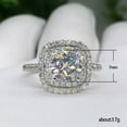 thumbnail image 2 of K-KED 925 Sterling Silver Shiny Crystal CZ Square Rings Womens Wedding Ring Size 6-10-7, 2 of 6