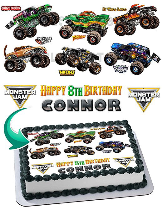 Monster Truck Monster Jam Grave Digger Cake Edible Image Cake Topper Personalized Birthday 1 4 Sheet Decoration Party Birthday Sugar Frosting Transfer Fondant Image Edible Image For Cake Walmart Com