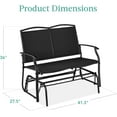 thumbnail image 3 of WYDK 2-Person Outdoor Patio Swing Glider Steel Bench Loveseat Rocker for Deck, Porch w/Textilene Fabric, Steel Frame - Black, 3 of 8