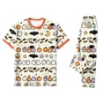 thumbnail image 5 of Family Matching Halloween Pajamas Set Short SLeeve Top & Pants 2 Piece Sleepwear Jammies Cute Pumpkin Ghost Spider Skeleton Pat Print Holiday Pjs for Women Men Couples Kids 6 Years, 5 of 6