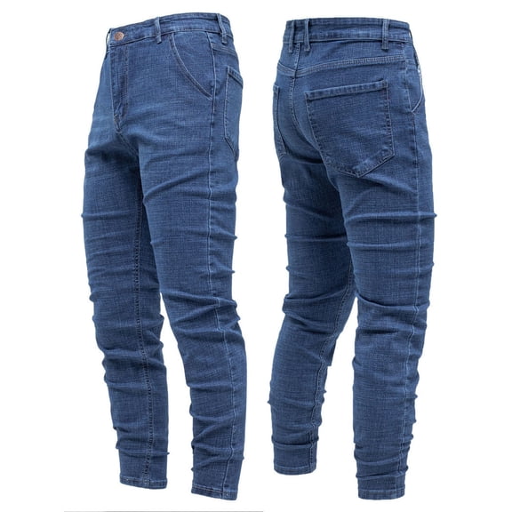 EaskTriop Men's Casual Comfort Stretch Tapered Pants, Synthetic Lightweight Jeans Look Trousers, Slim Fit 5-Pocket Classic Slacks