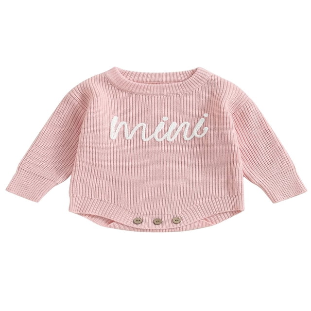 Nouveau-né Bébé Garçons Filles Pull Rompers Lettre Col Rond Manches Longues Tricot Combinaisons Automne Vêtements Combinaisons