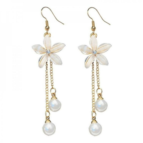 Promotion Clearance!Temperament Personality Long Chain Pearl Earrings Flowers Simple Dangle Earrings