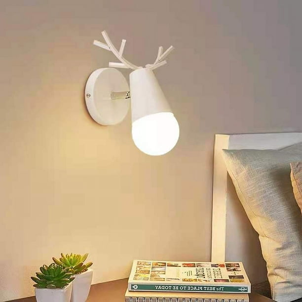 Lámpara de pared pequeña para interiores, sencilla, redonda, para mesita de noche, dormitorio, mesita de noche, creativa, para pasillo, pasillo, lámparas decorativas (redonda blanca)