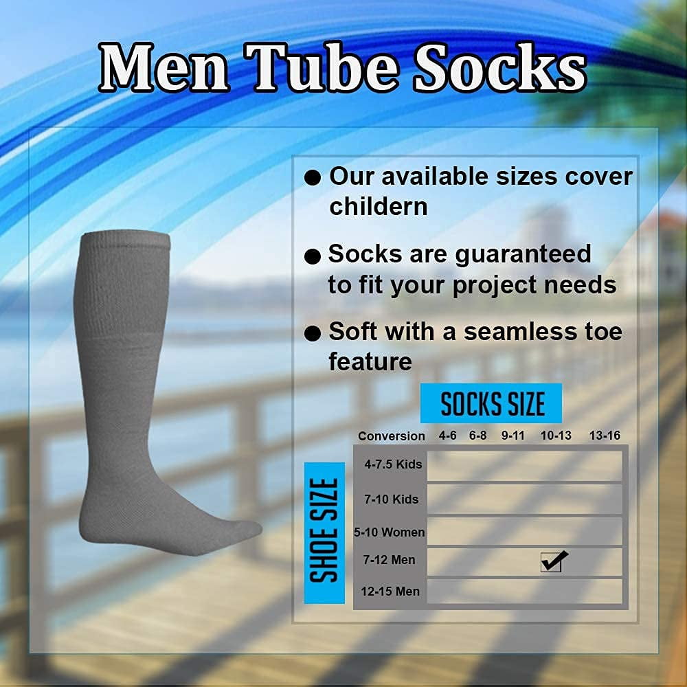 SOCKS'NBULK 60 Pairs Wholesale Bulk Sport Cotton Mens Crew, Ankle Socks, Value Deal, Size 10-13 (MENS GRAY TUBE)