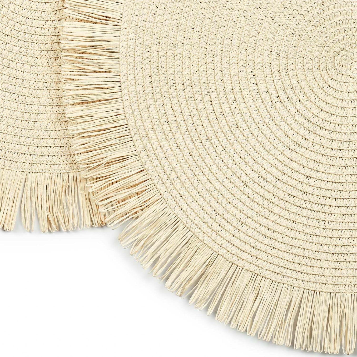 CAILDANL Round Burlap Placemats Set of 12 Jute Rustic Place Mats for Dining Tables Heat Resistant Natural Farmhouse Table Mats Decor for (Brown lace)