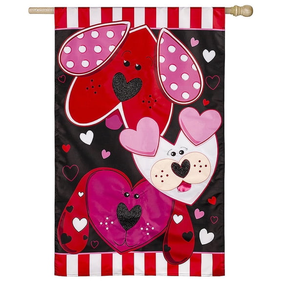 Evergreen Puppy Love Applique House Flag 28 x 44 Inches Outdoor Decor for Homes and Gardens