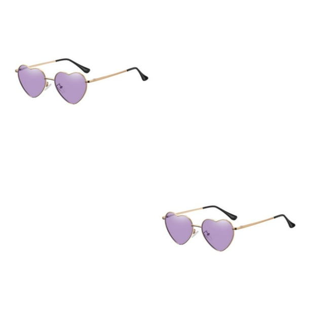 Qarigey Gafas de sol en forma de corazón de PVC, marco de metal dorado y lente Tac para una elegante protección solar antideslizante Type4 NO4