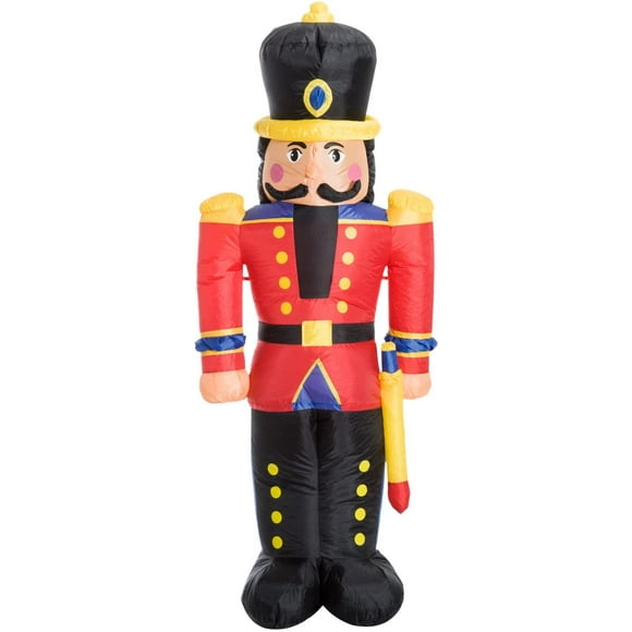 6ft Tall Outdoor Airblown Inflatable Nutcracker Toy Soldier LED Lighted Halloween Xmas Holiday Blow Up Party Display Yard Decor