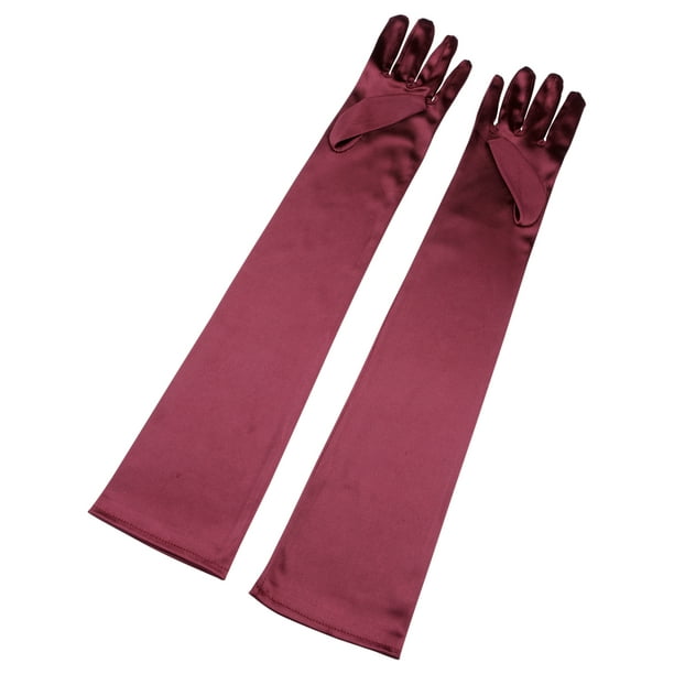 Guantes largos para mujer INSPIRE CHIC de los años 1920, mitones de dedo completo para fiesta de noche, guantes de ópera elegantes en burdeos, talla única