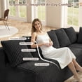 thumbnail image 4 of 130'' Cloud Modular Sectional Sofa, Black U-Shaped Couch with Chaise Lounge, Striped Corduroy Upholstered 4-Seater with Pillow Back Cushions & Square Arms, 4 of 7
