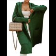thumbnail image 2 of Cárdigan para Mujer, Holgado, con Capucha, Informal, de Larga, Color Liso, con Estampado de Letras, para Exteriores Verde M, 2 of 7