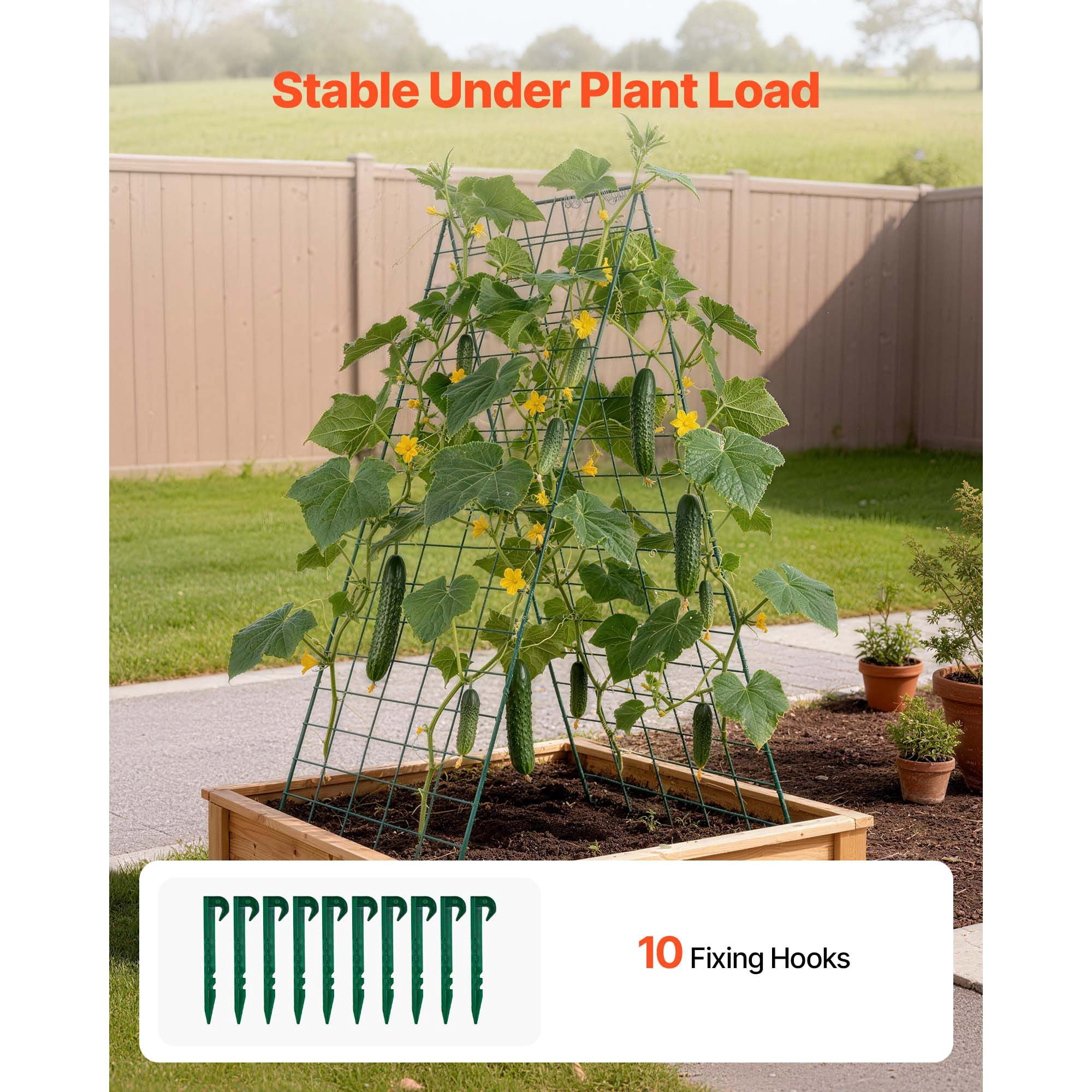 Cucumber Trellis 4-Pack, A-Frame Metal Rustproof Coating, for Raised Bed, Vine/Pea/Bean/Tomato/Flower, 35.43"x27.56"