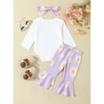 thumbnail image 5 of Michellecmm  Baby Pants Sets Long Sleeve Letter Print Romper Floral Pants Headband, 5 of 9