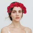 thumbnail image 6 of Mightlink Women Headband Imitation Rose Flower Headband,Flower Decor Retro Crown Headband Women Headpiece Hair Hoop Decor 2Pcs, 6 of 8