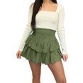 thumbnail image 4 of Liacowi Women Pleated Mini Skirt High Elastic Waisted Ruffle Summer Flowy Casual Cotton Skater Skirts, 4 of 9