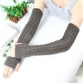 thumbnail image 6 of Arm Warmers Long Fingerless Gloves Knit Wrist Warmers with Thumb Hole for Women Girls, 6 of 8